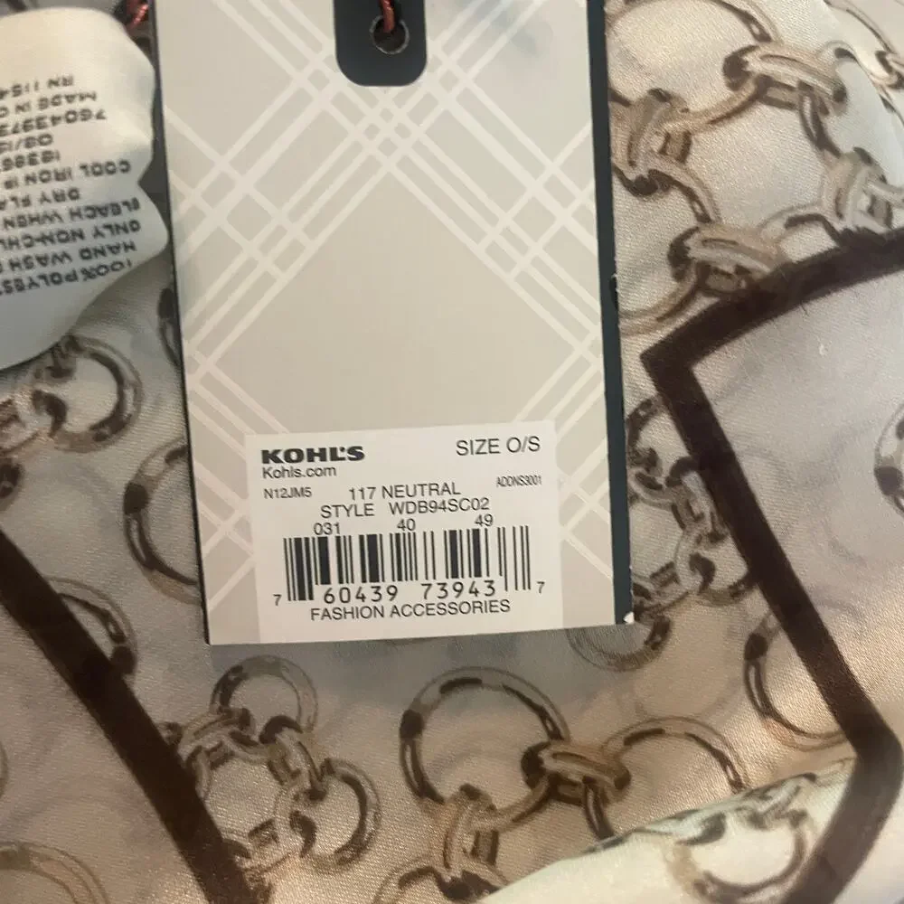 NWT! Dana Buchman Neutral Scarf Chain Motif